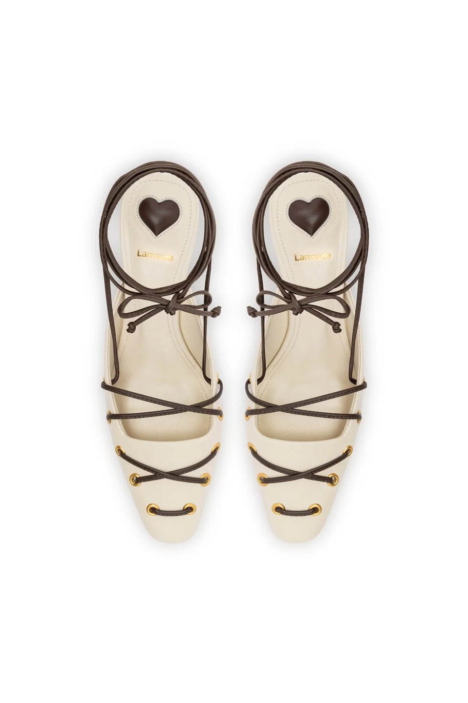 Larroude Amal Lace Up Pump In Ivory Leather