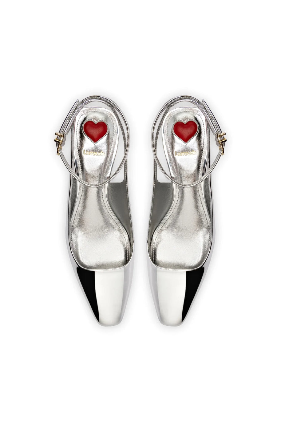 Larroude Amal Pump In Silver Specchio