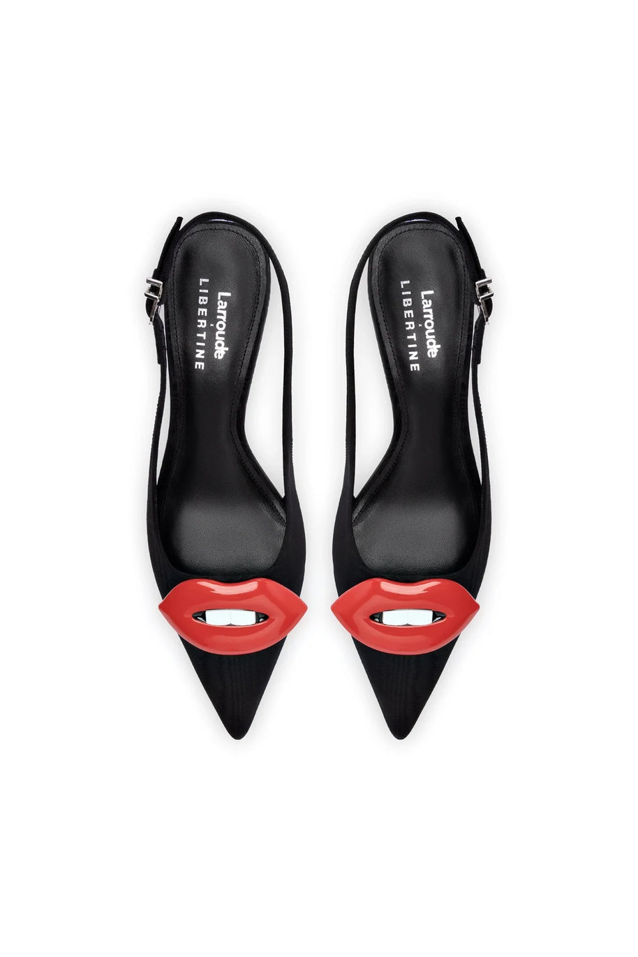 Larroudé X Libertine Lips Pump Lo In Black Fabric