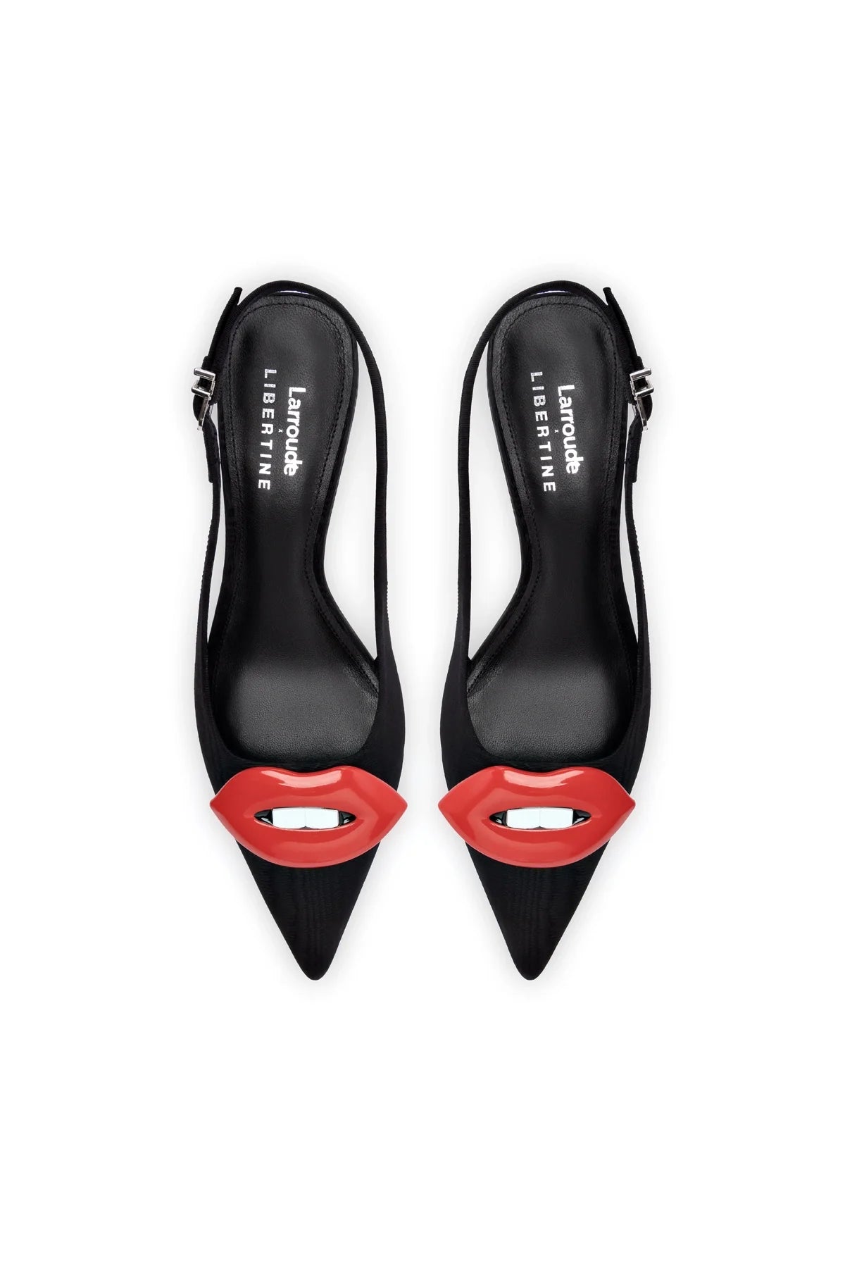 Larroudé X Libertine Lips Pump Lo In Black Fabric