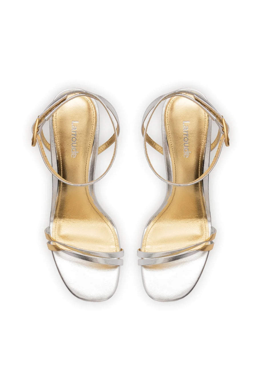 Larroude Vesper Sandal In Silver Metallic Leather