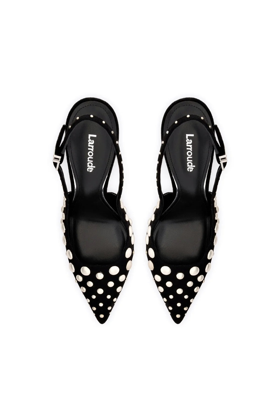 Larroude Kaitlan Studs Pump In Black Suede