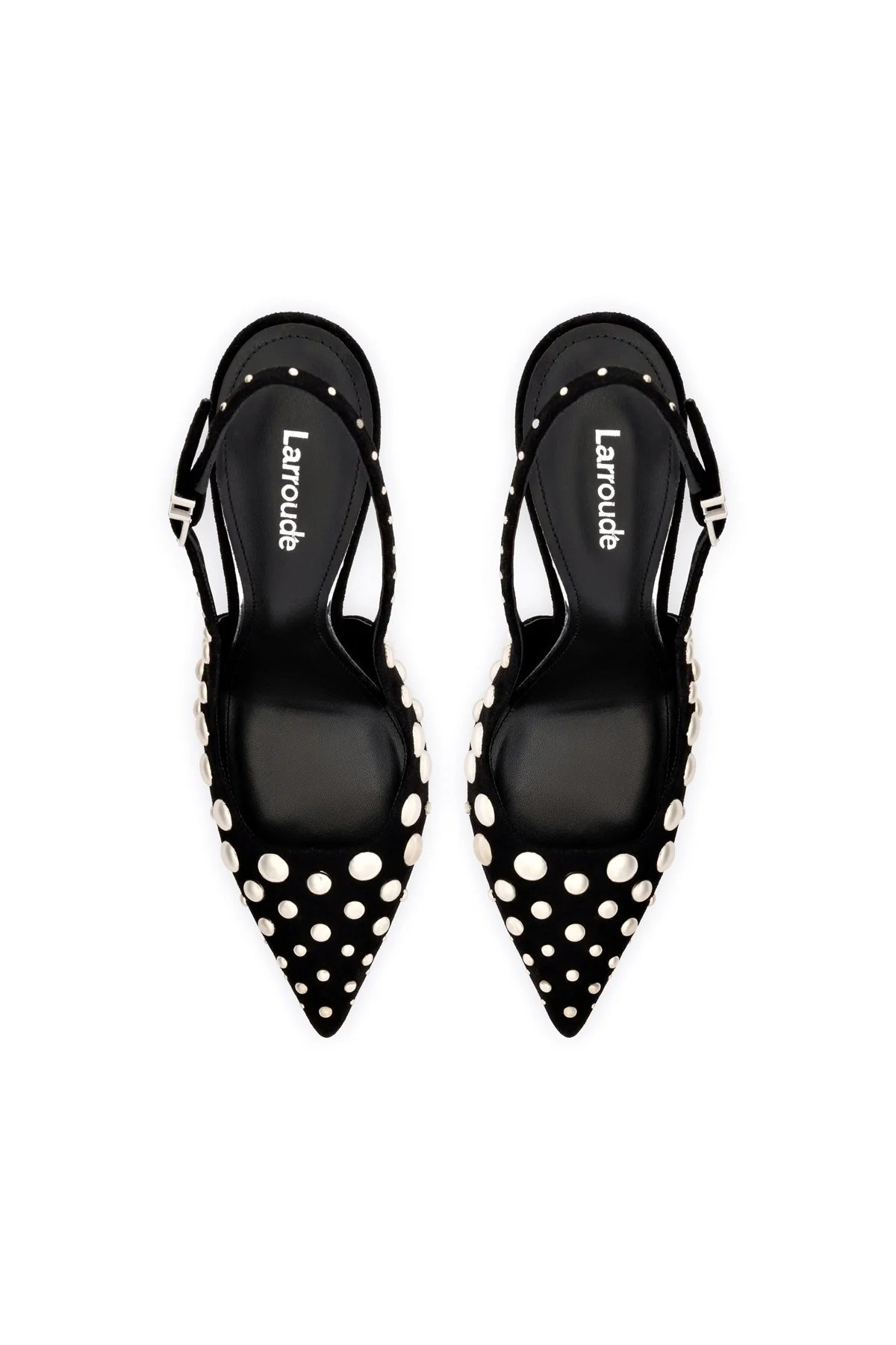 Larroude Kaitlan Studs Pump In Black Suede