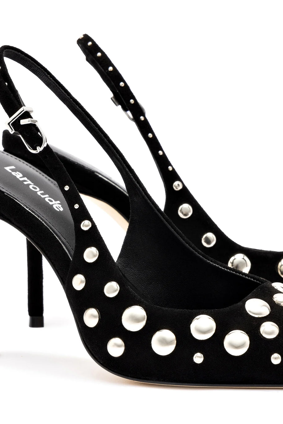 Larroude Kaitlan Studs Pump In Black Suede