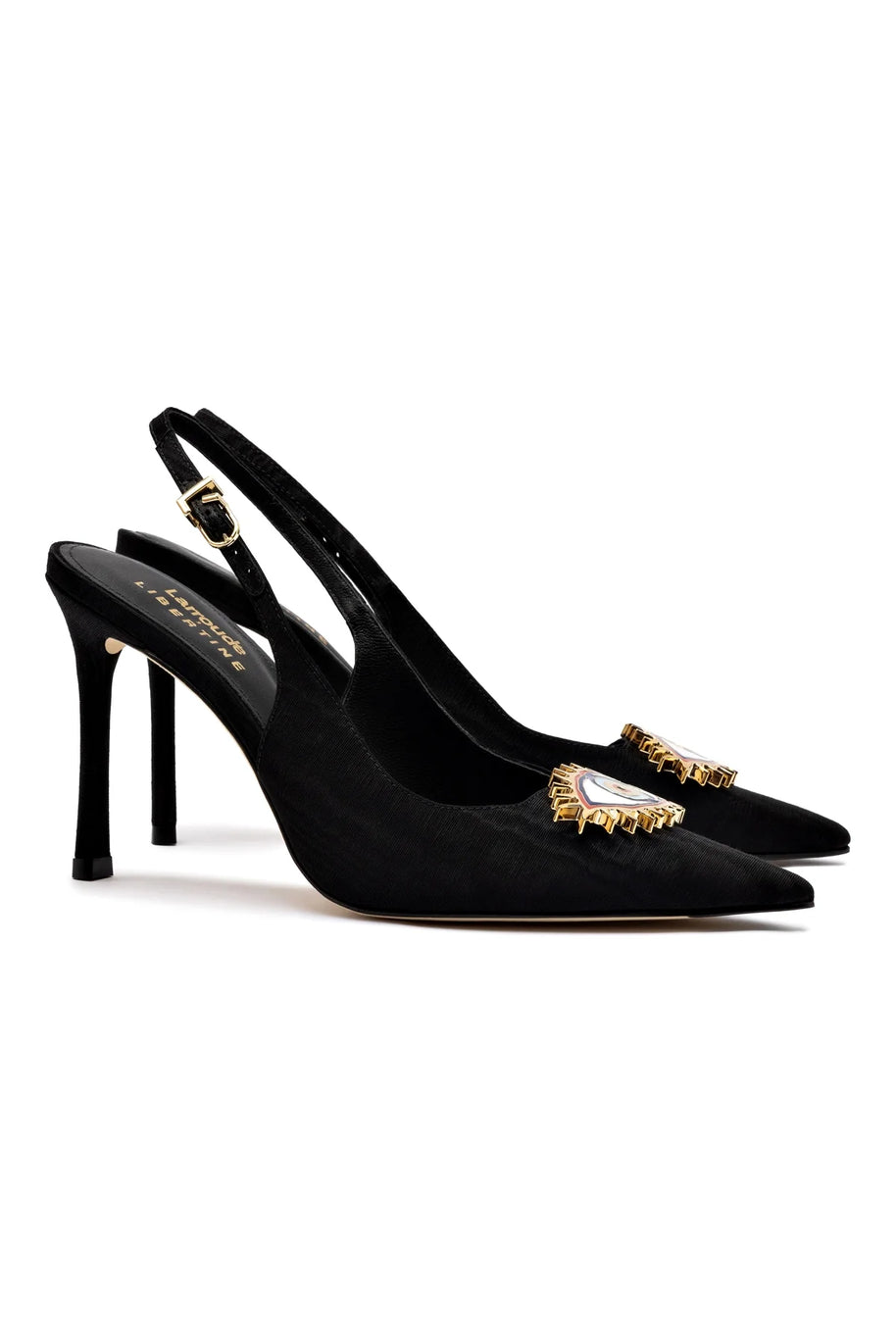 Larroudé X Libertine Eye Pump Hi In Black Fabric