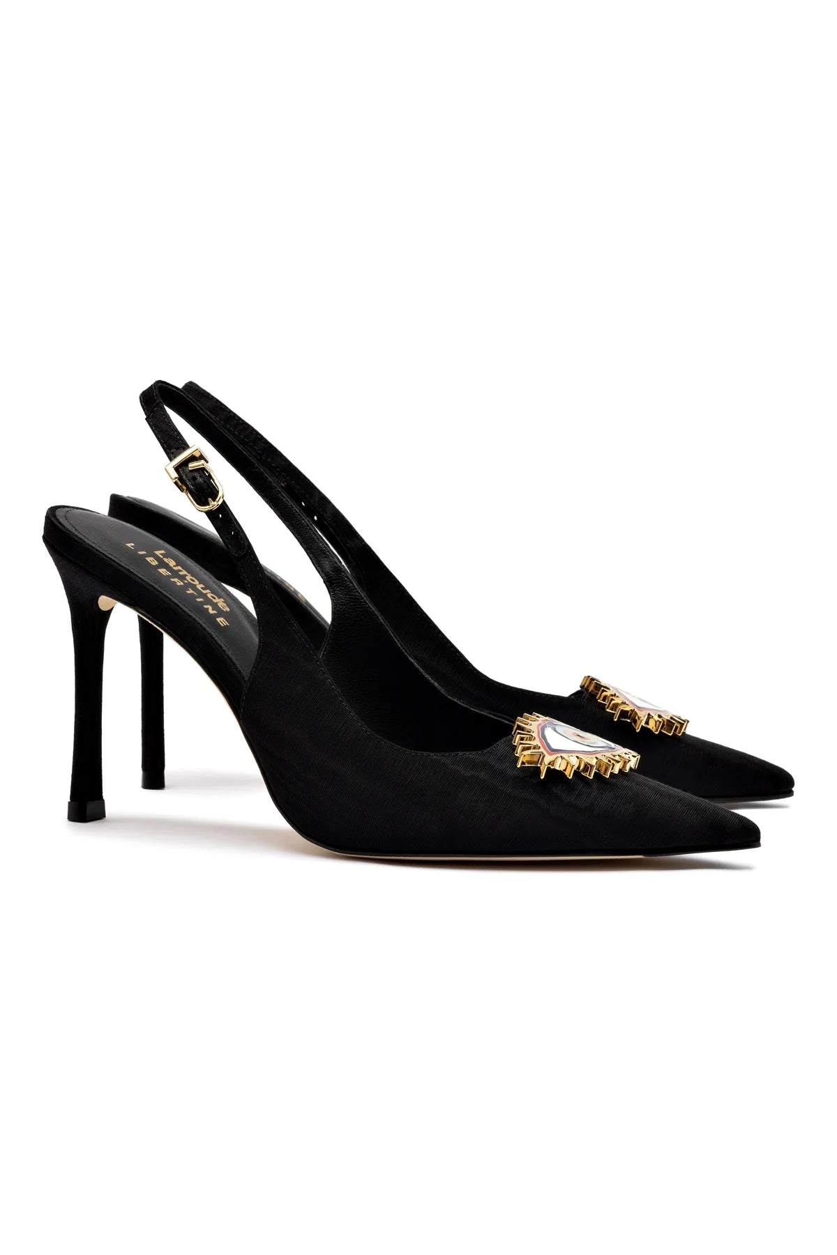 Larroudé X Libertine Eye Pump Hi In Black Fabric