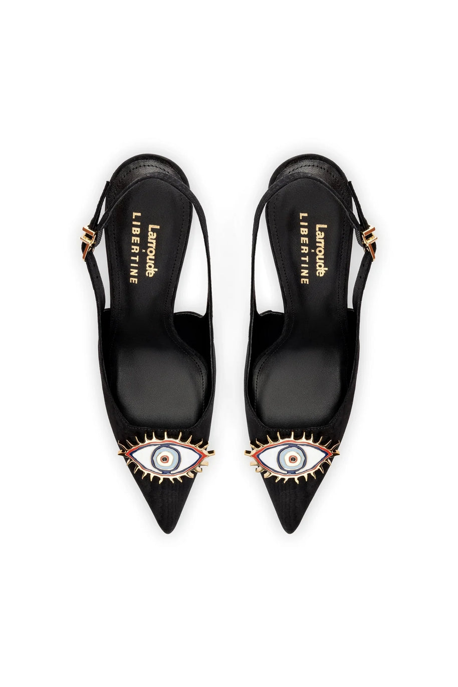Larroudé X Libertine Eye Pump Hi In Black Fabric