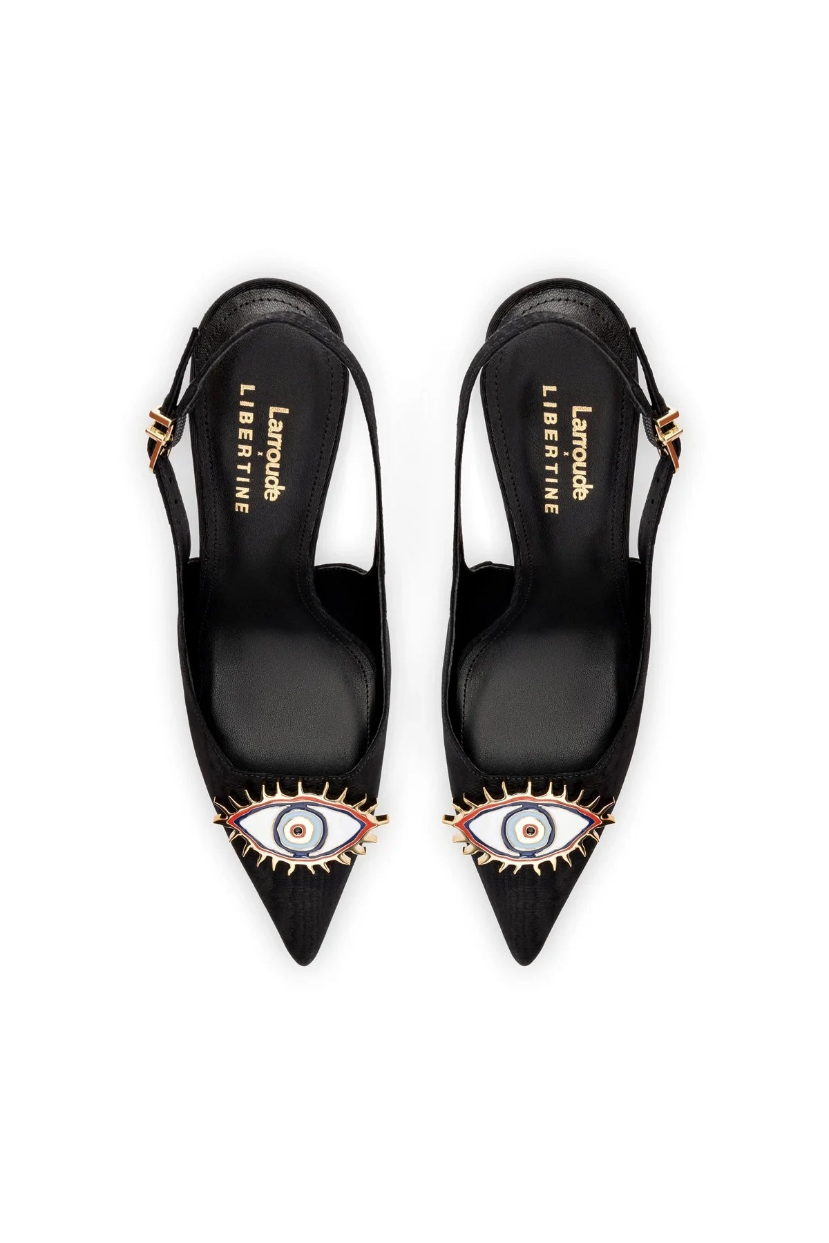 Larroudé X Libertine Eye Pump Hi In Black Fabric