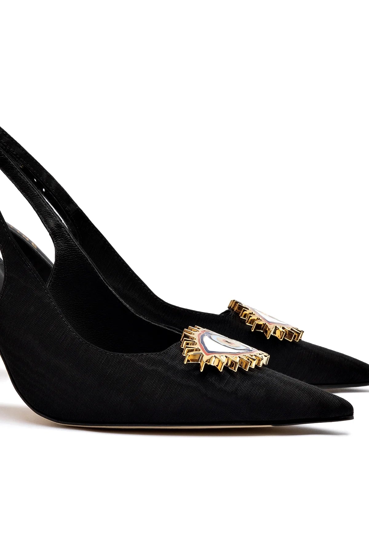 Larroudé X Libertine Eye Pump Hi In Black Fabric