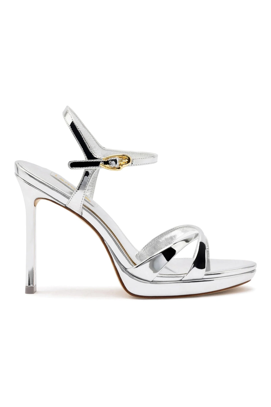 Larroude Angelina Sandal In Silver Specchio