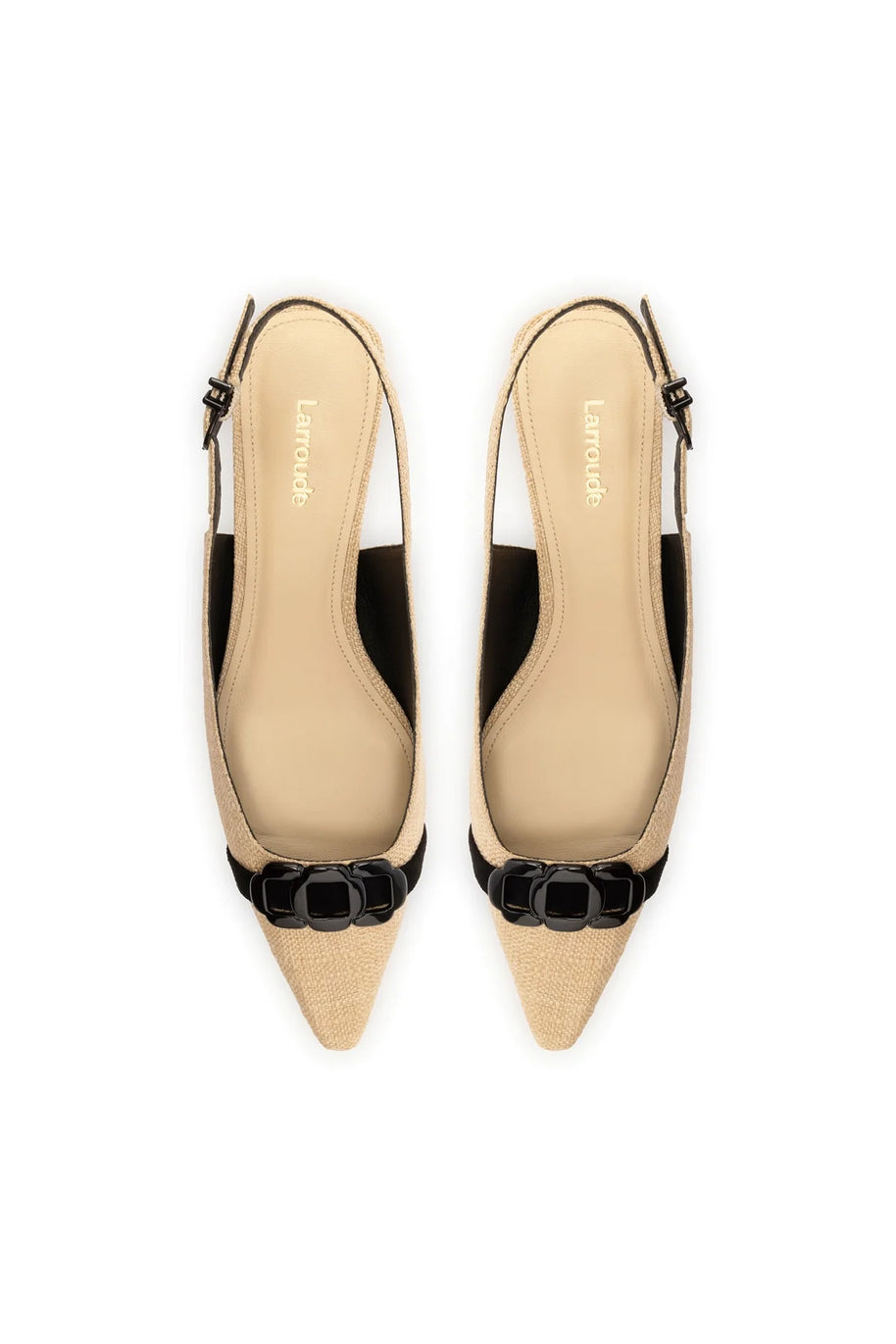 Franca Pump In Beige Raffia and Black Trimming