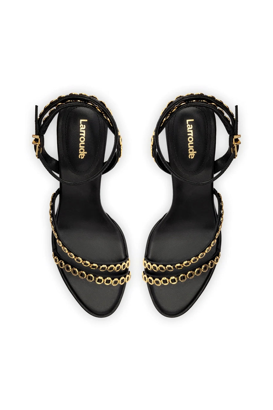 Larroude Milanina Mini Sandal In Black Leather