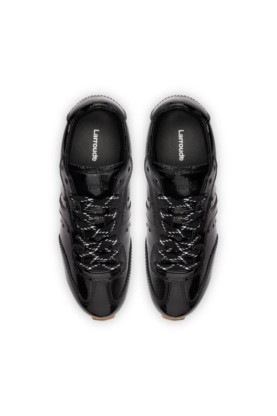 Larroude Stella Sneaker In Black Patent Leather