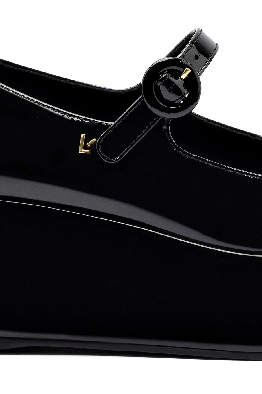 Larroude Blair Flatform In Black Patent Leather
