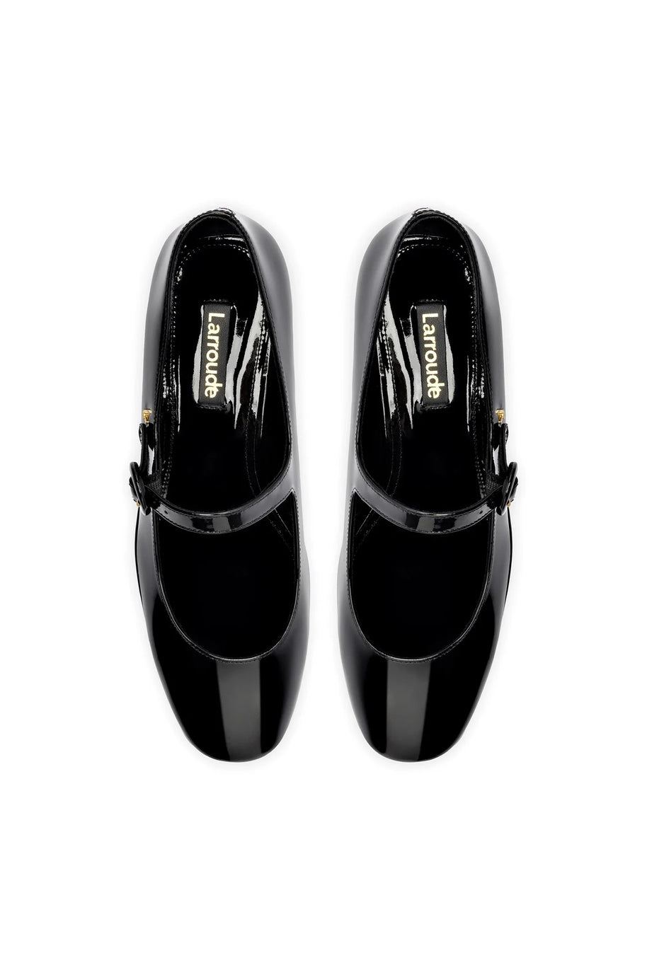 Larroude Blair Flatform In Black Patent Leather