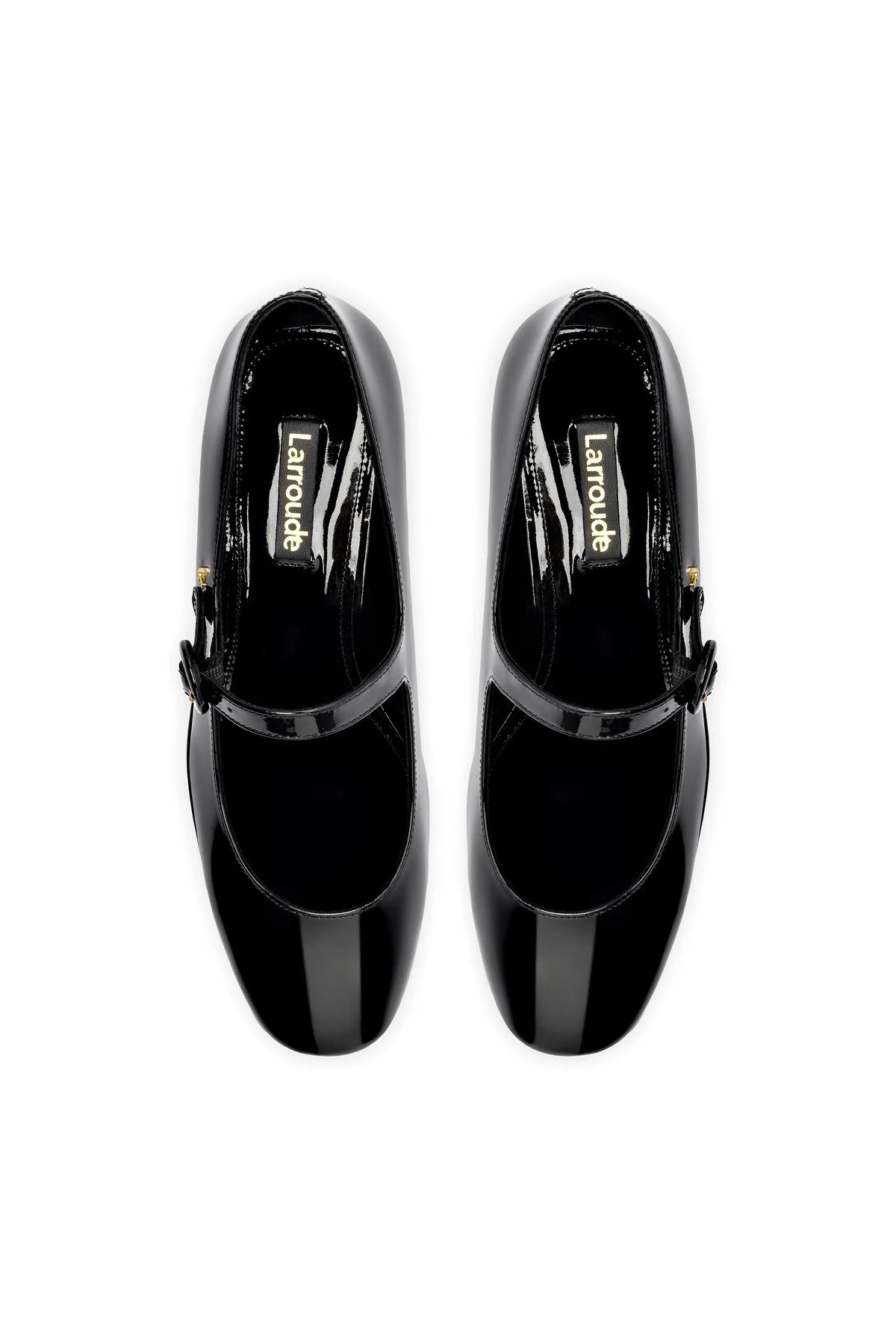 Larroude Blair Flatform In Black Patent Leather