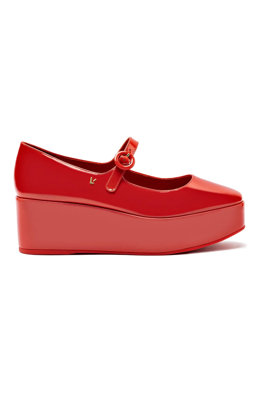 Larroude Blair Flatform In Scarlet Patent Leather