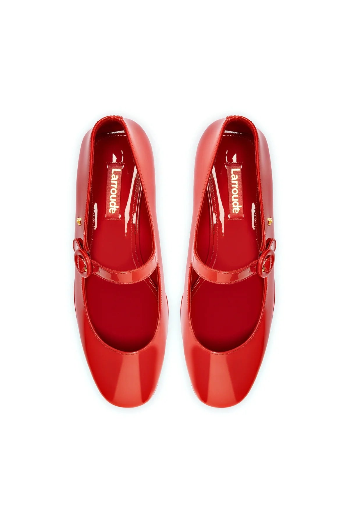 Larroude Blair Flatform In Scarlet Patent Leather