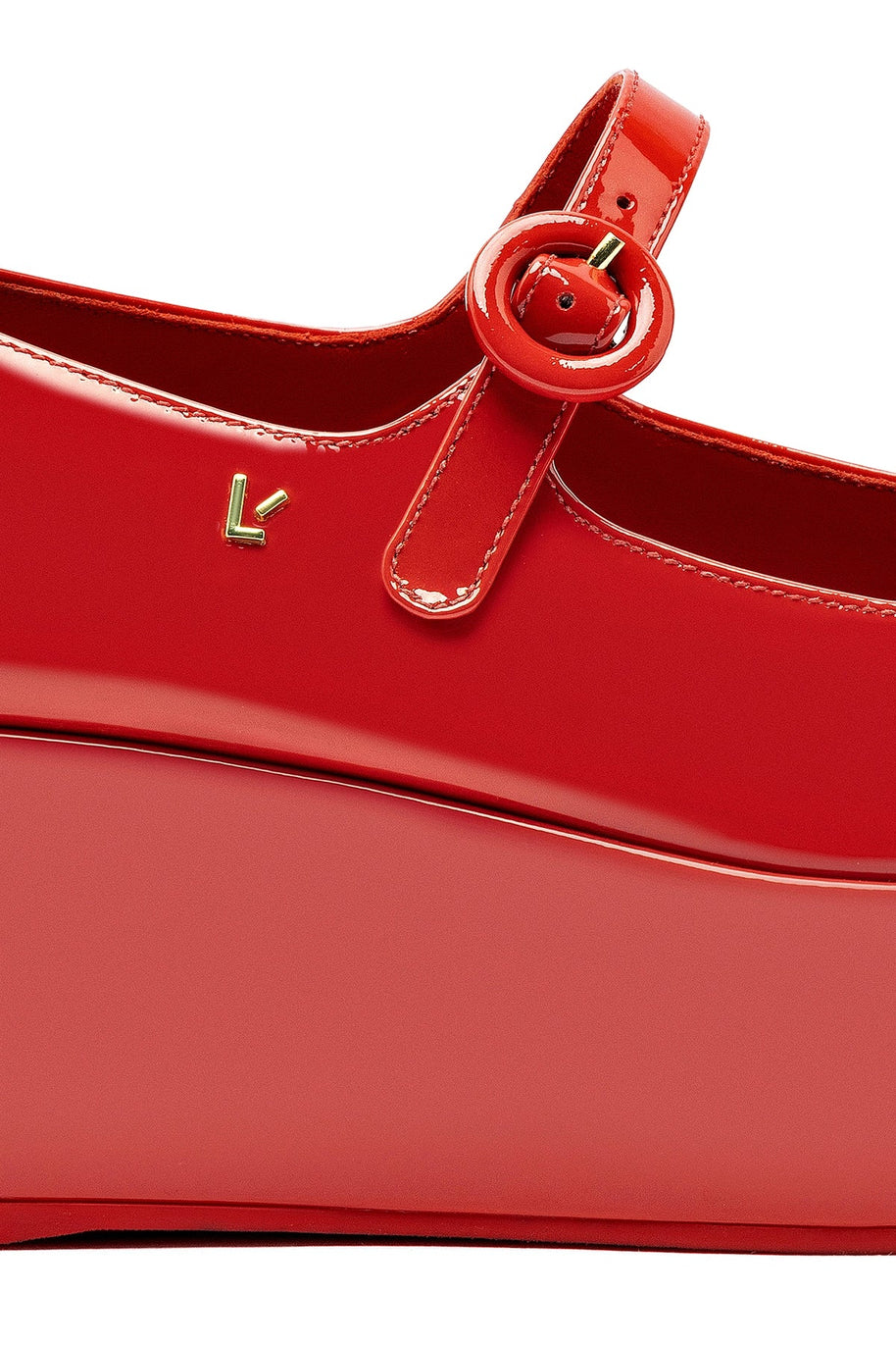Larroude Blair Flatform In Scarlet Patent Leather