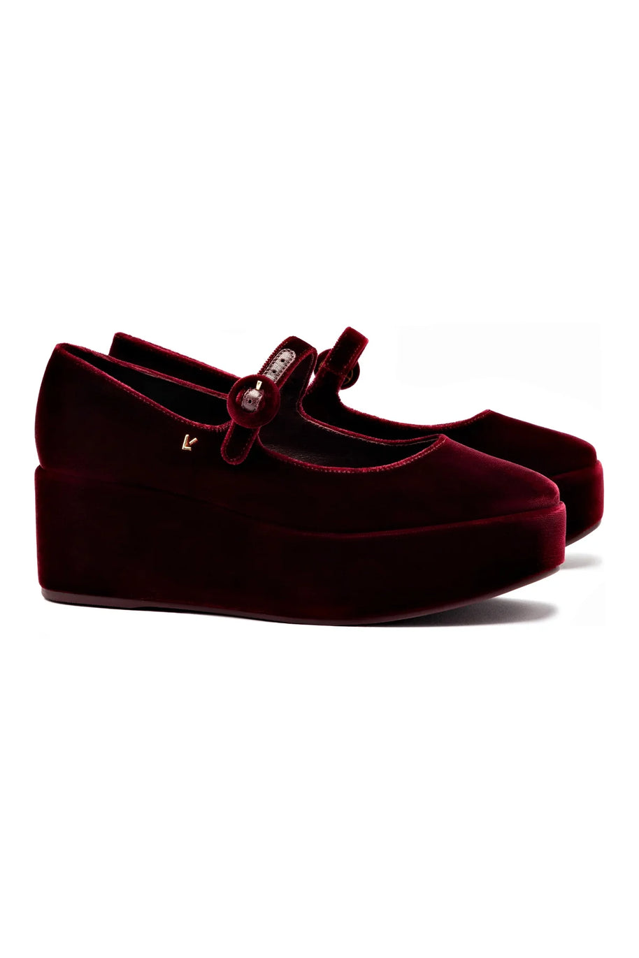 Larroude Blair Flatform In Wine Velvet