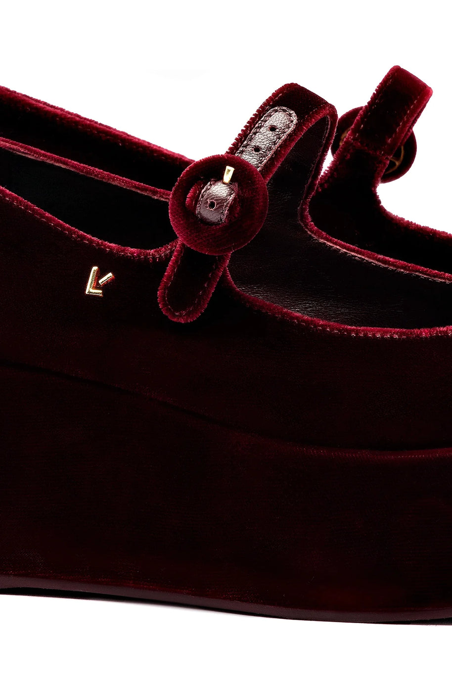 Larroude Blair Flatform In Wine Velvet