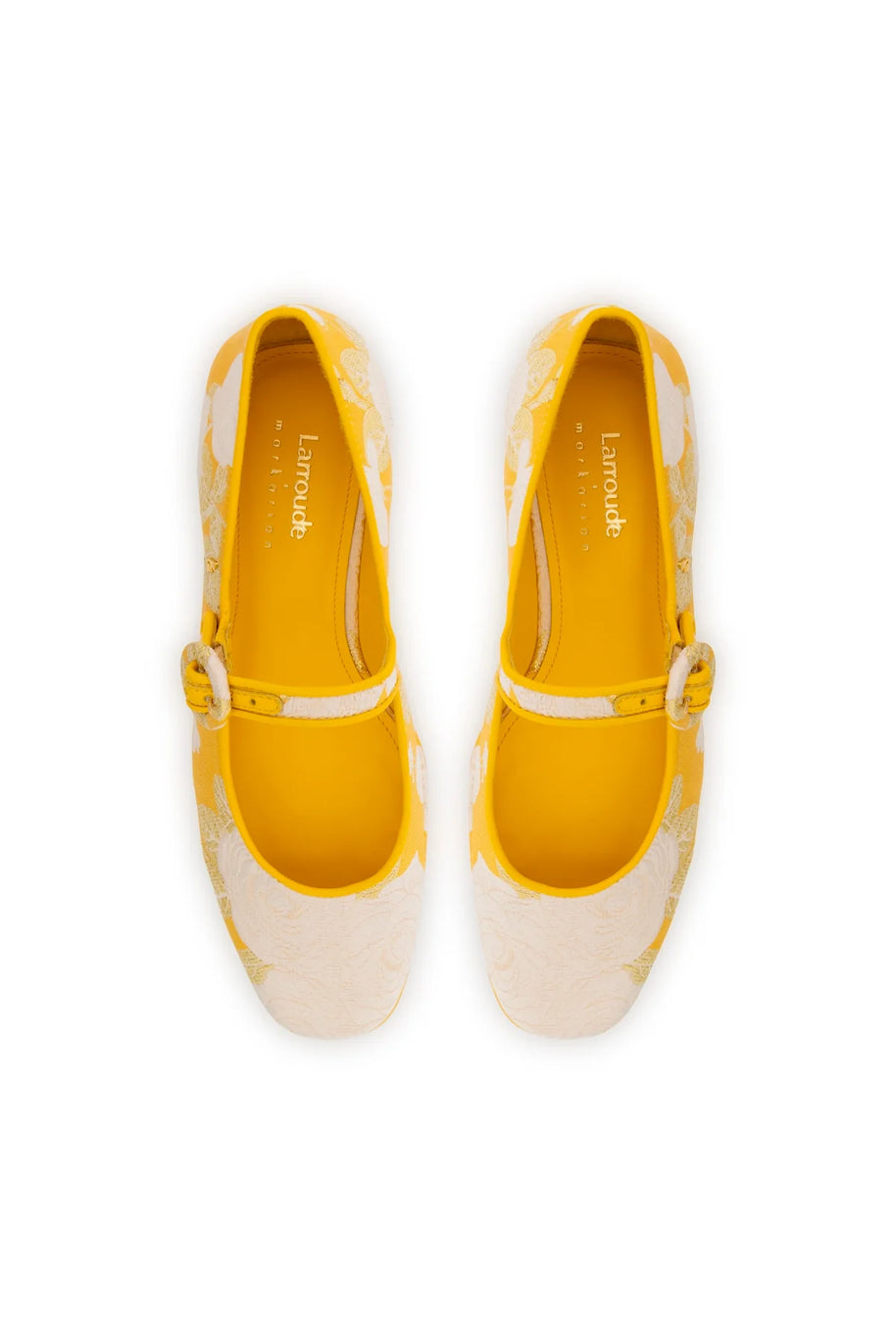 Larroudé X Markarian Blair Flatform In Yellow Floral Brocade