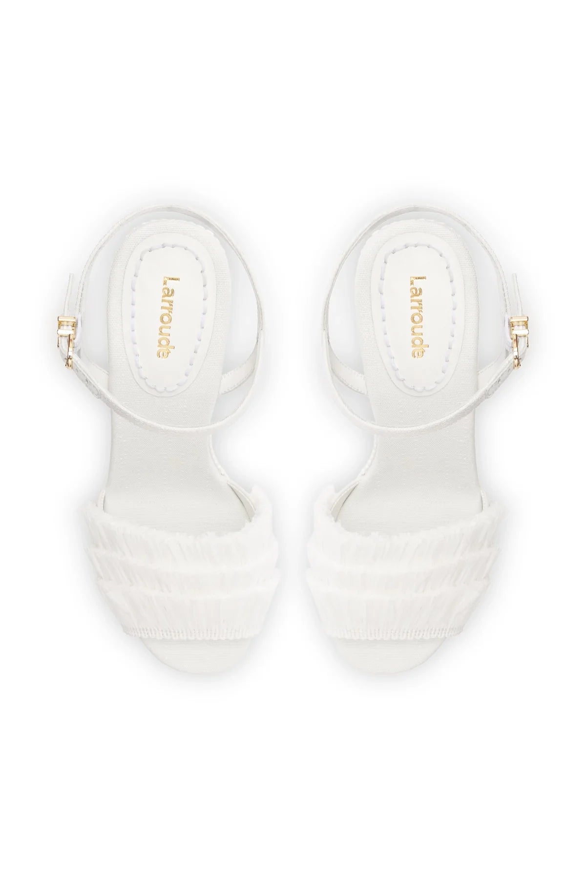 Larroude Yves Fringe Wedge In White Raffia