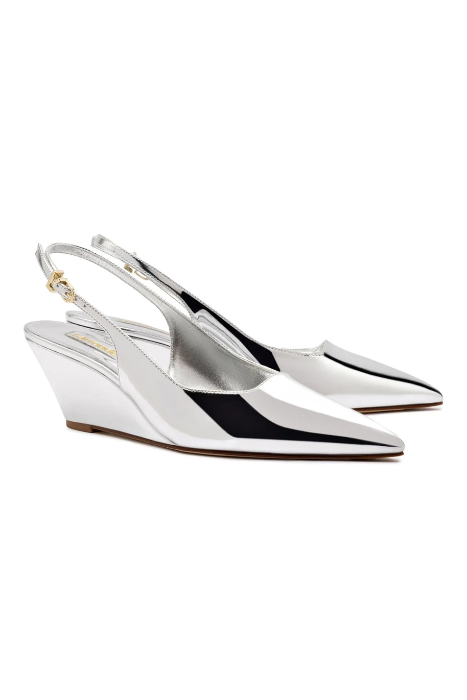 Larroude Loulou Pump In Silver Specchio
