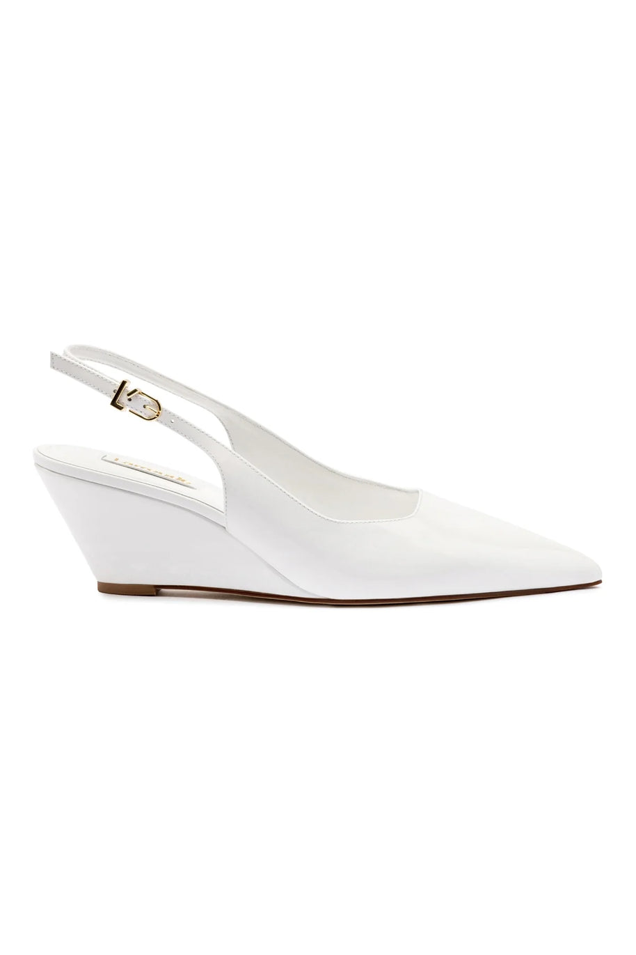 Larroude Loulou Pump In White Patent Leather