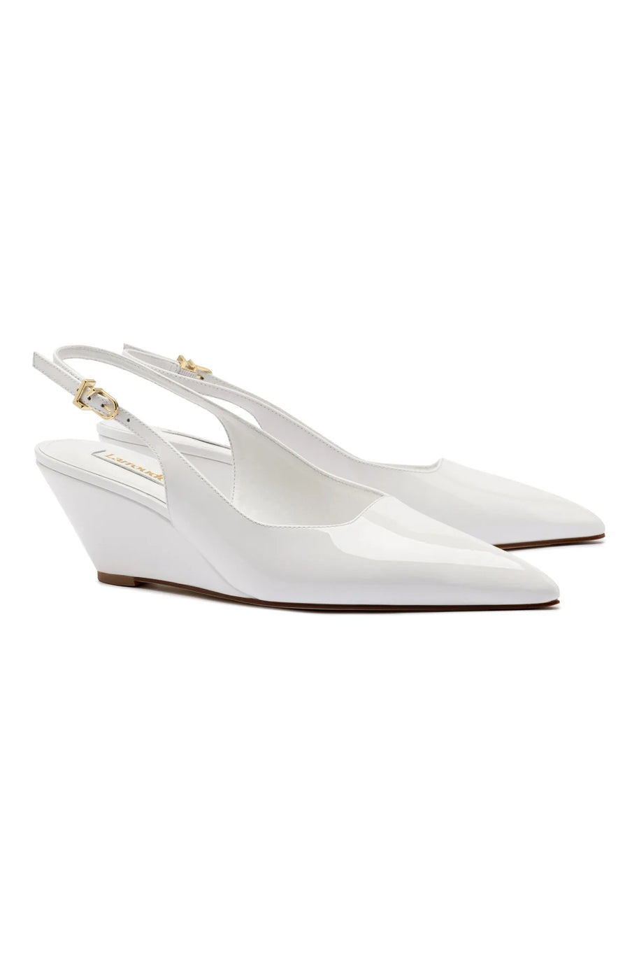 Larroude Loulou Pump In White Patent Leather