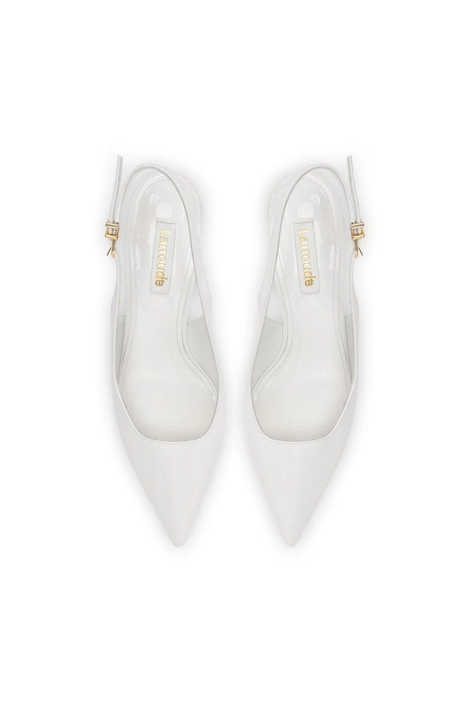 Larroude Loulou Pump In White Patent Leather