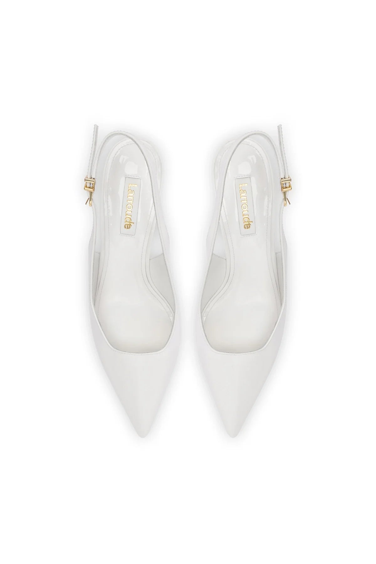 Larroude Loulou Pump In White Patent Leather
