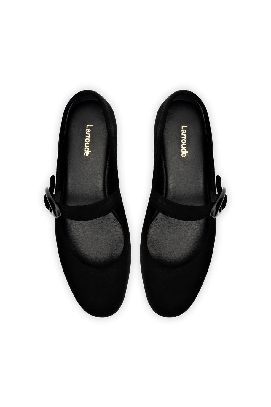 Larroude Verona Ballet Flat In Black Suede