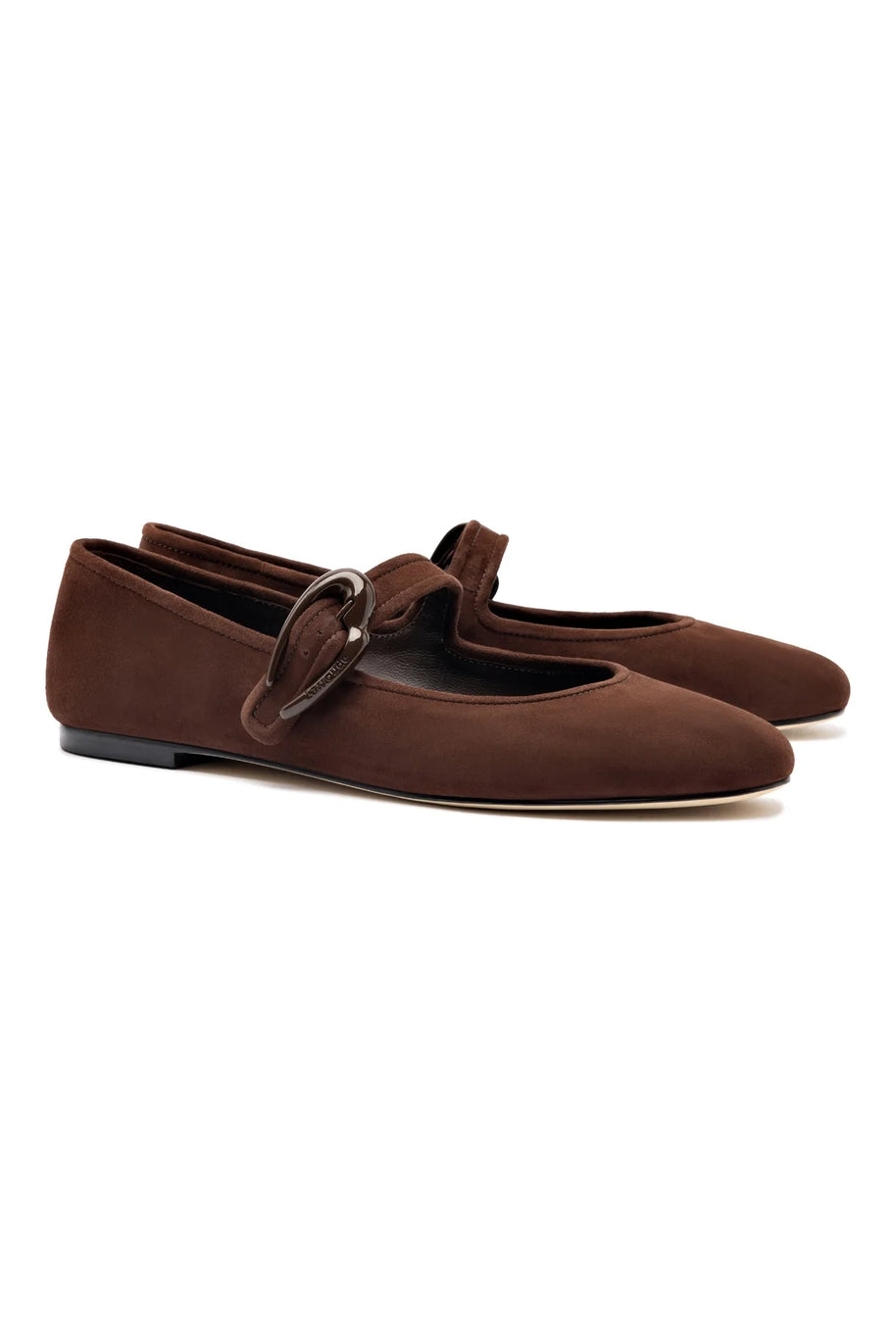 Larroude Verona Ballet Flat In Brown Suede