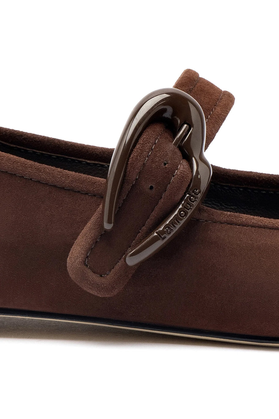 Larroude Verona Ballet Flat In Brown Suede
