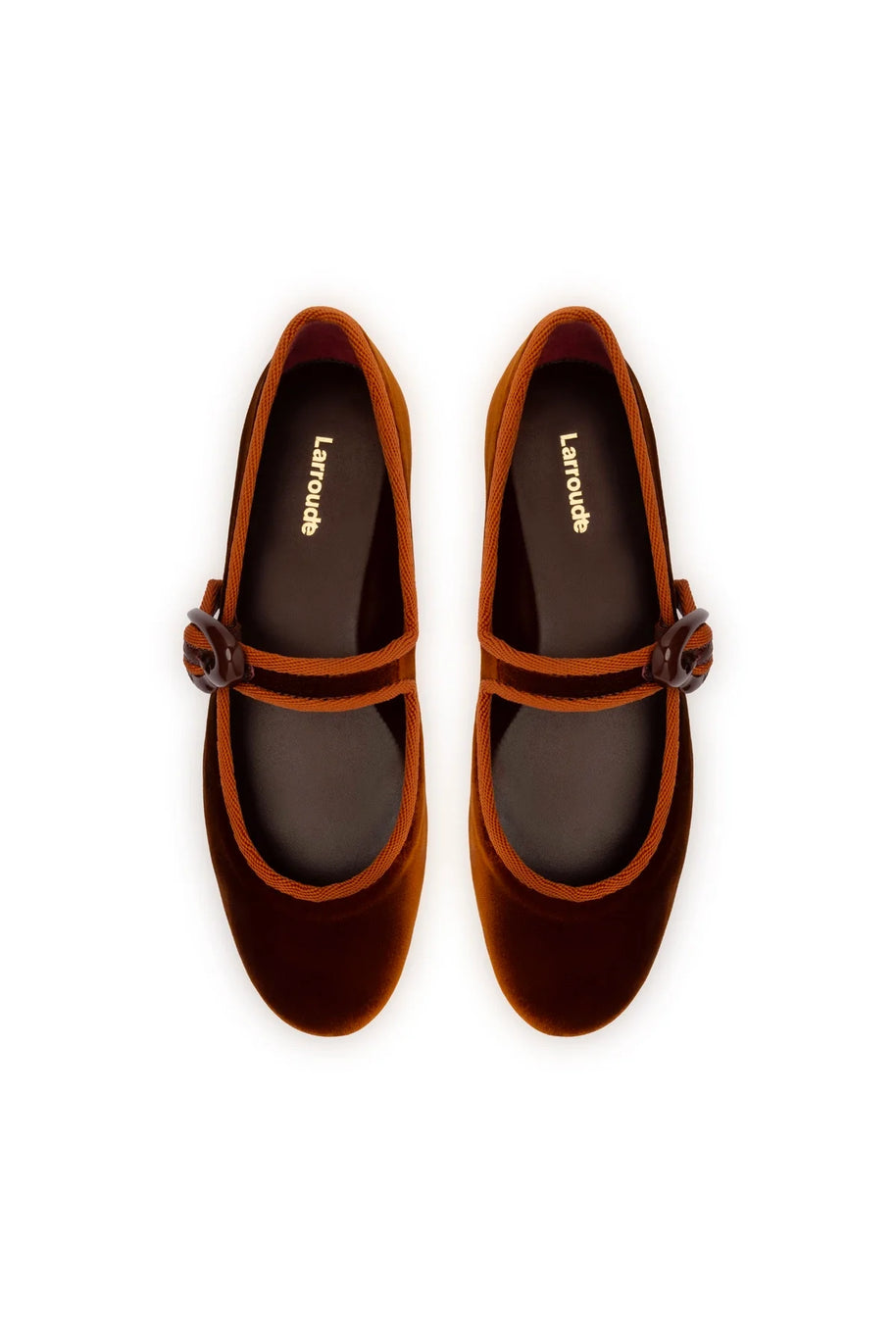 Larroude Verona Ballet Flat In Cuoio Velvet