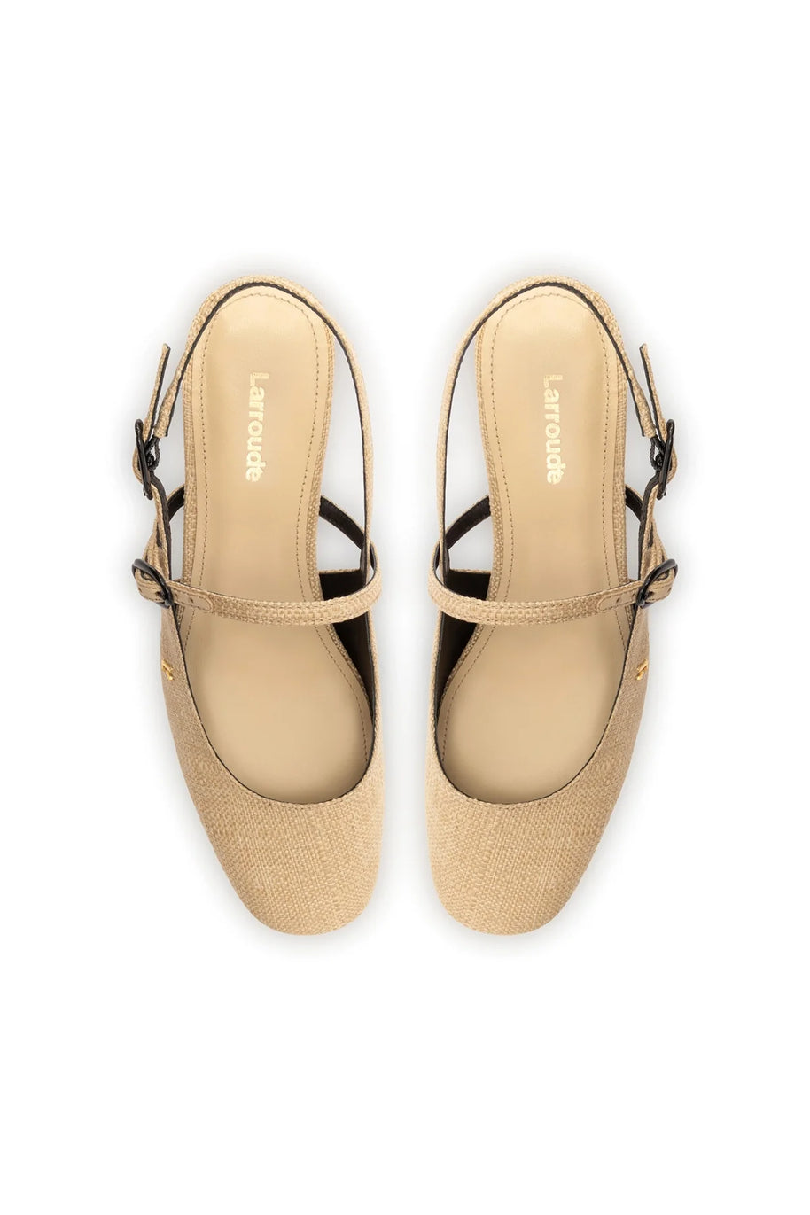 Georgina Pump In Beige Raffia and Black Trimming