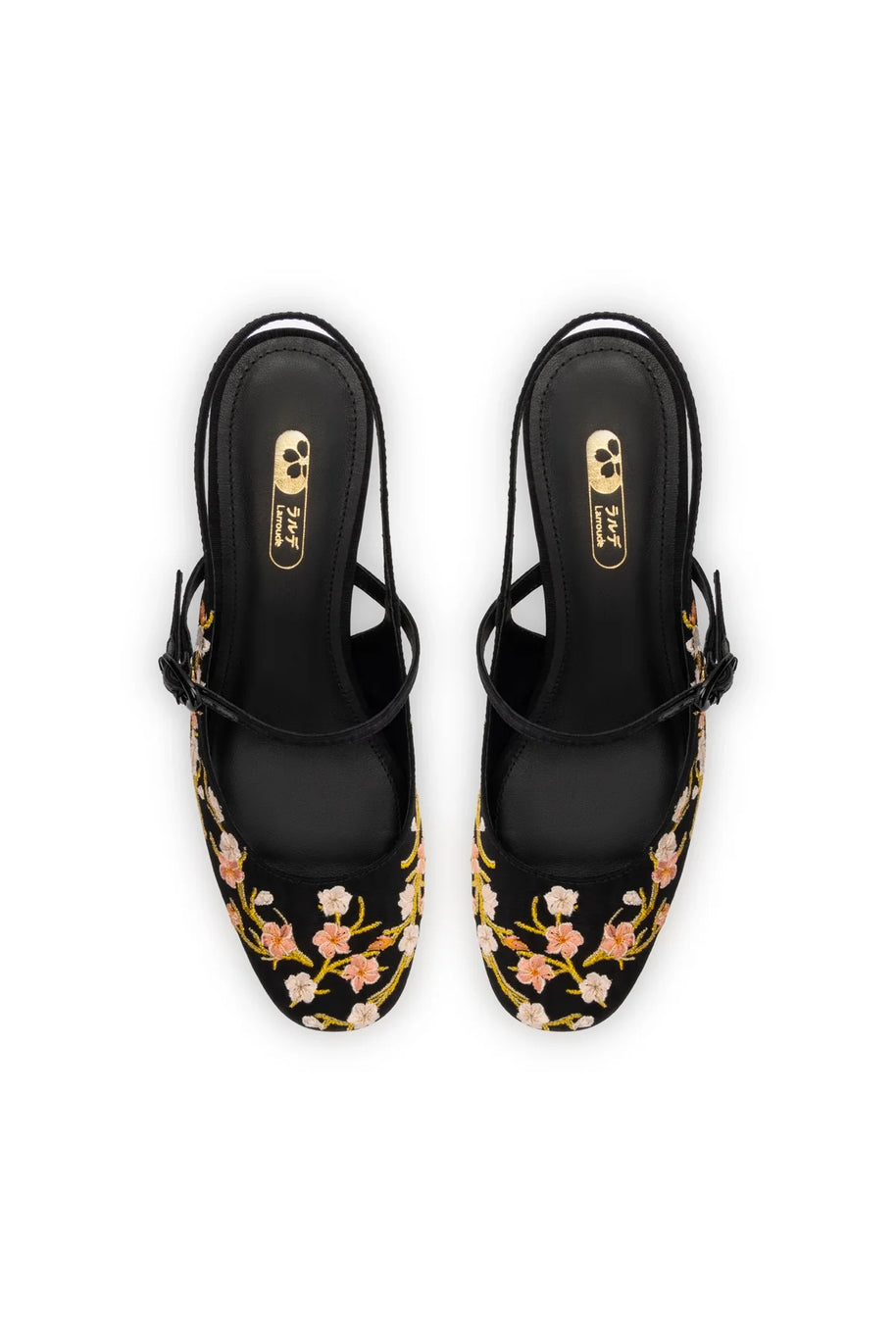 Georgina Pump In Black Sakura Printed Fabric