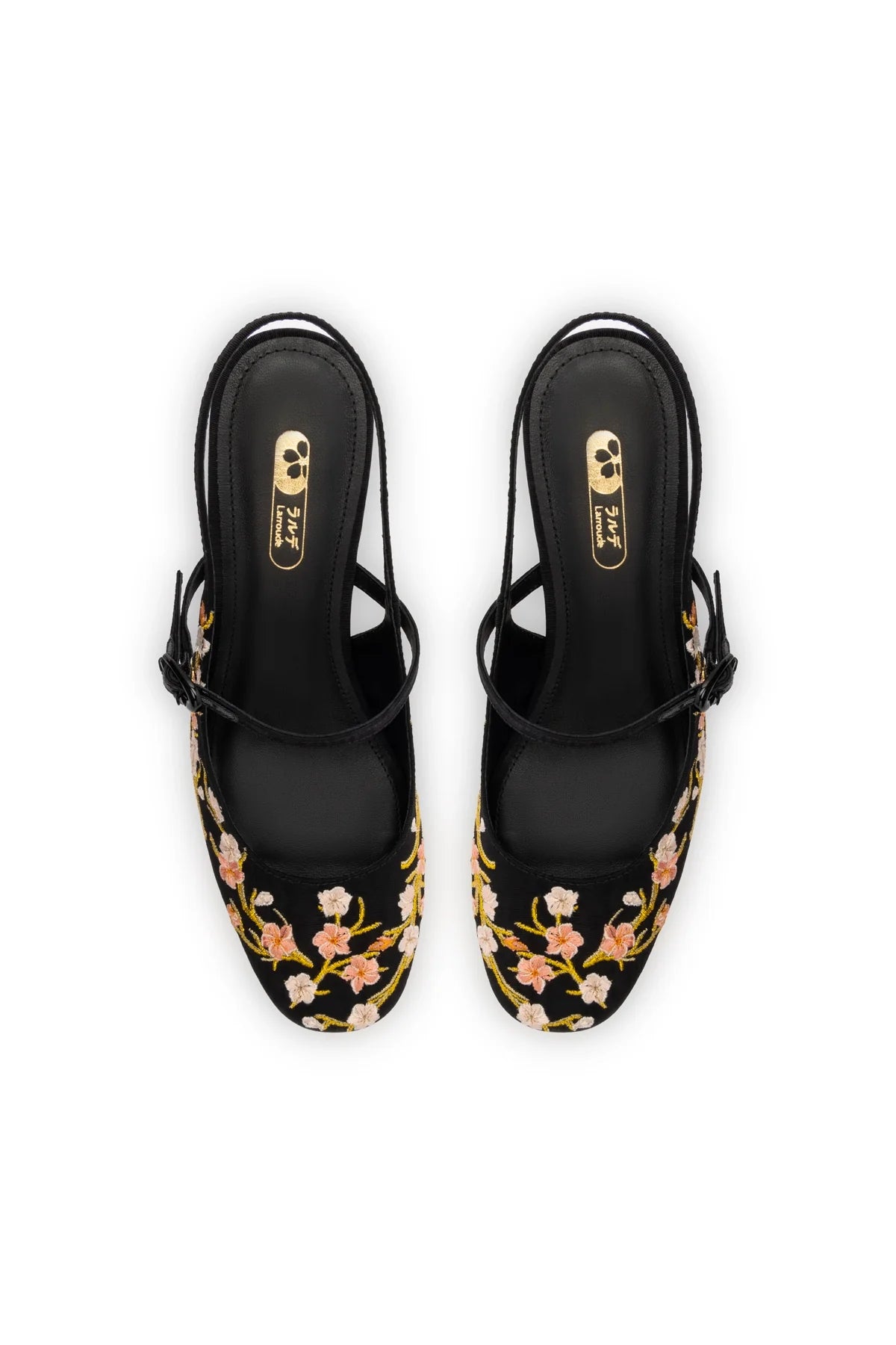 Georgina Pump In Black Sakura Printed Fabric