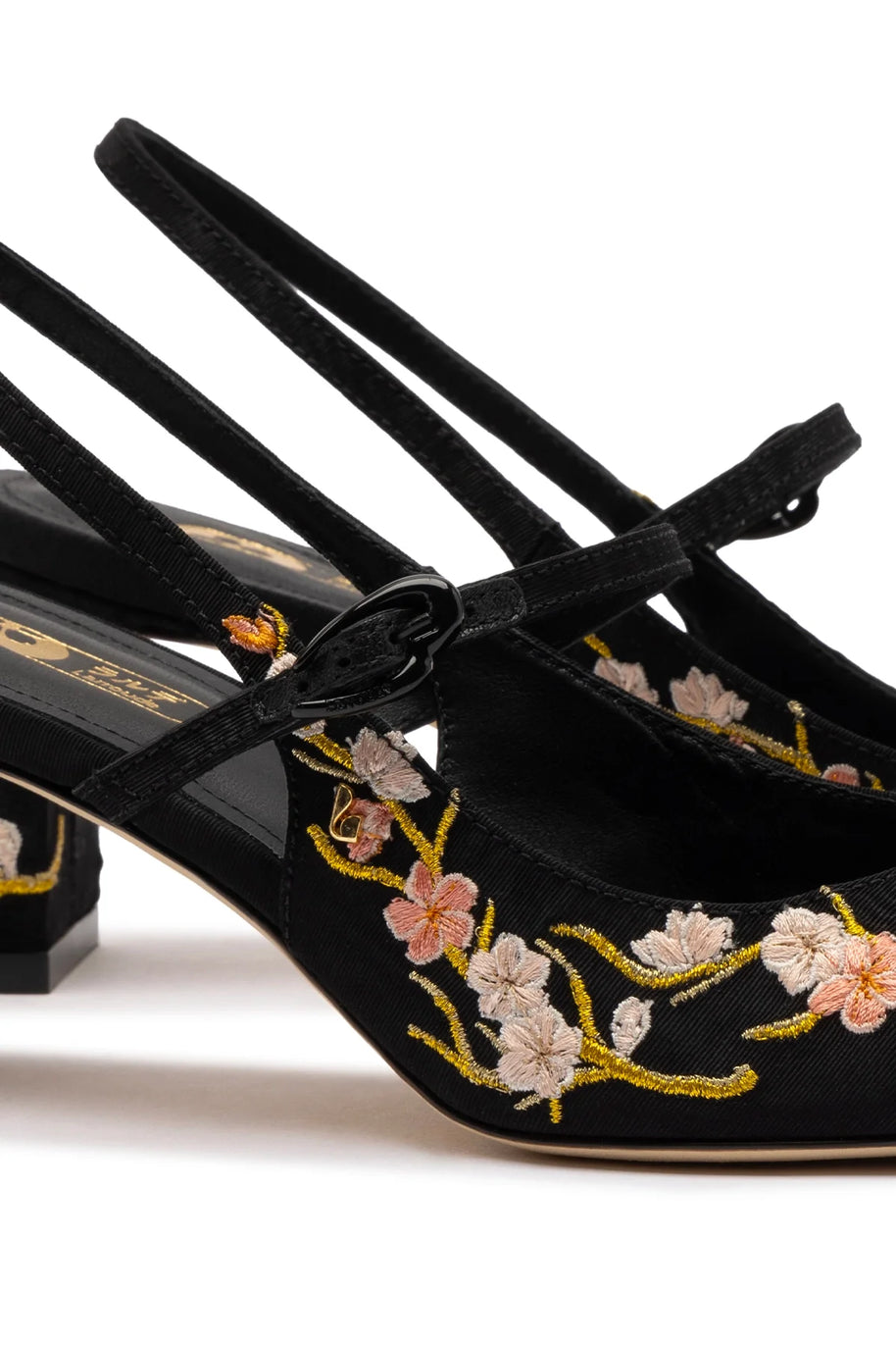 Georgina Pump In Black Sakura Printed Fabric