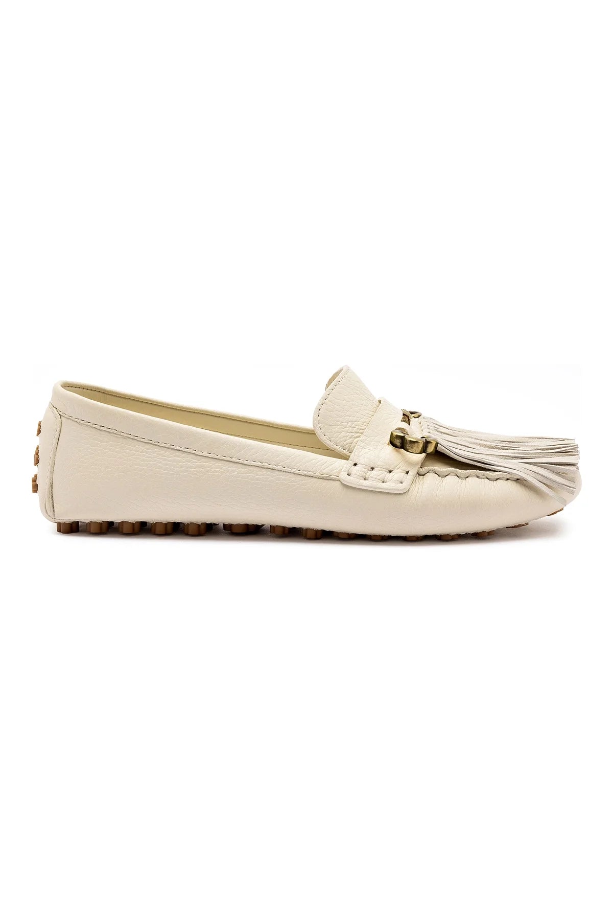 Larroude Joy Mocassin In Ivory Leather