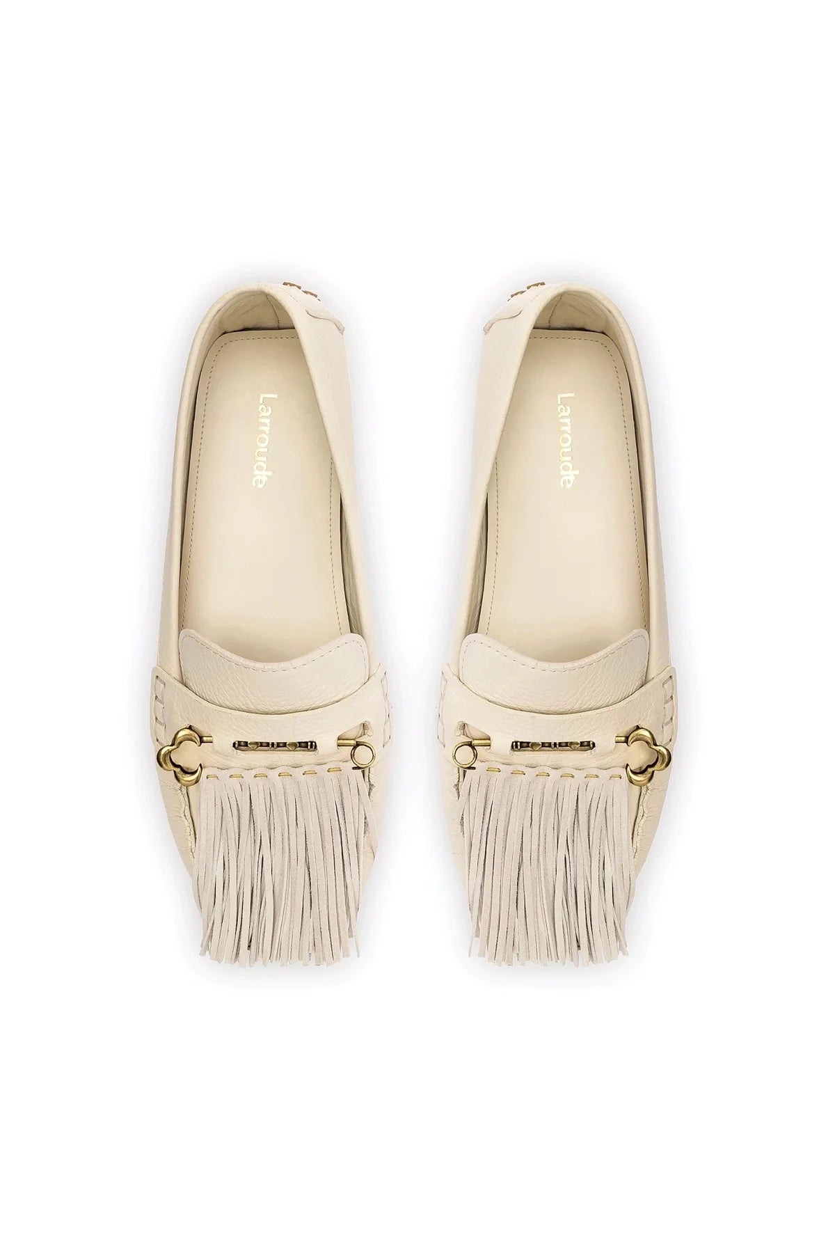 Larroude Joy Mocassin In Ivory Leather