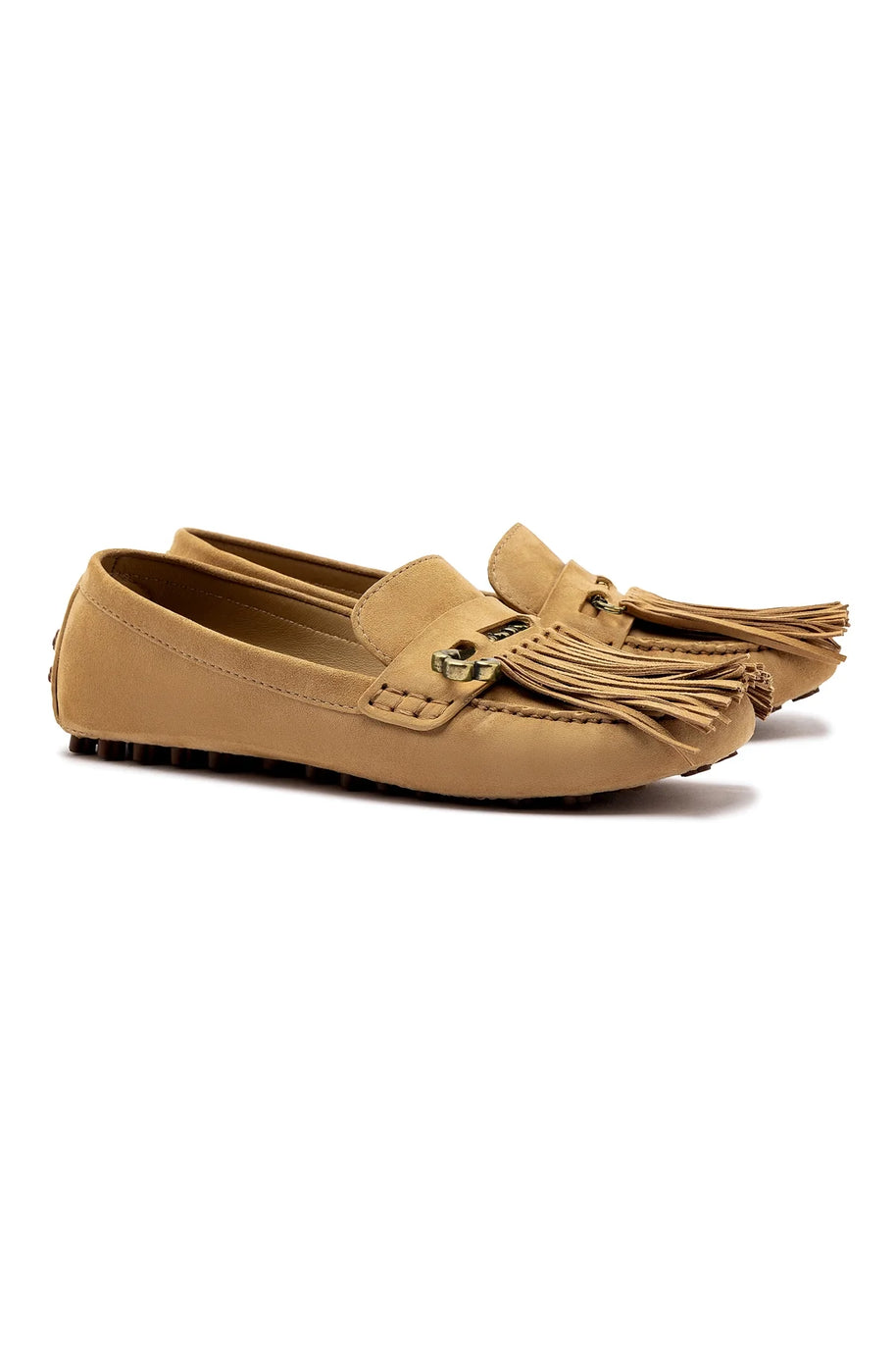 Larroude Joy Mocassin In Peanut Suede