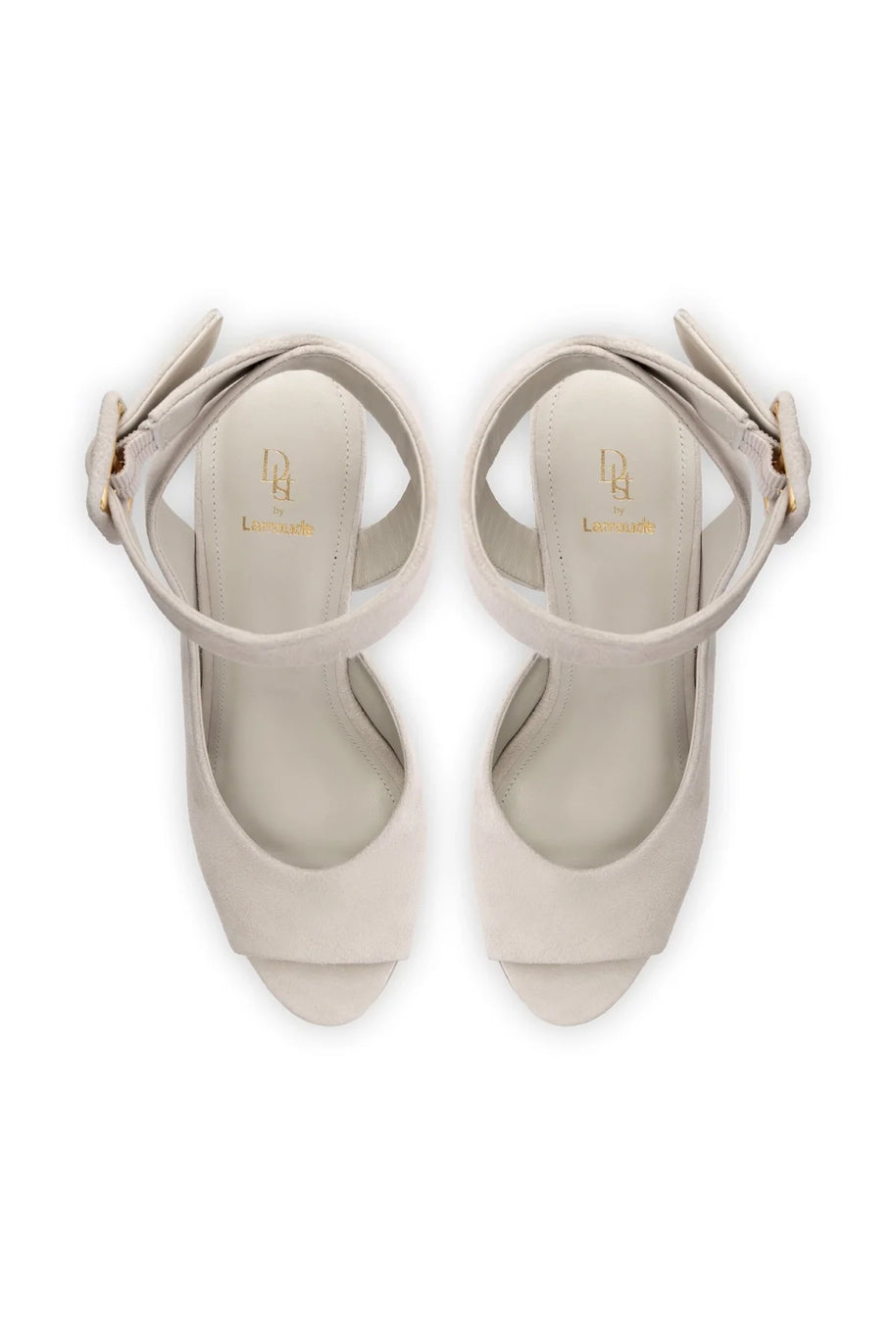 Deena By Larroudé Wedge Sandal In Mushroom Grey Suede