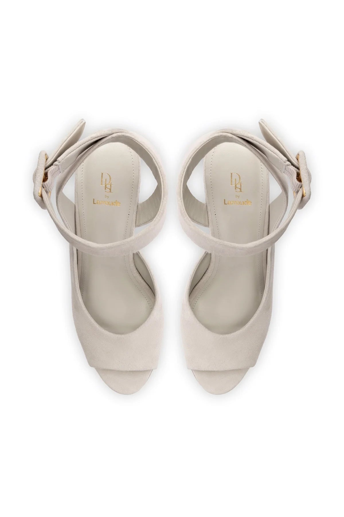 Deena By Larroudé Wedge Sandal In Mushroom Grey Suede