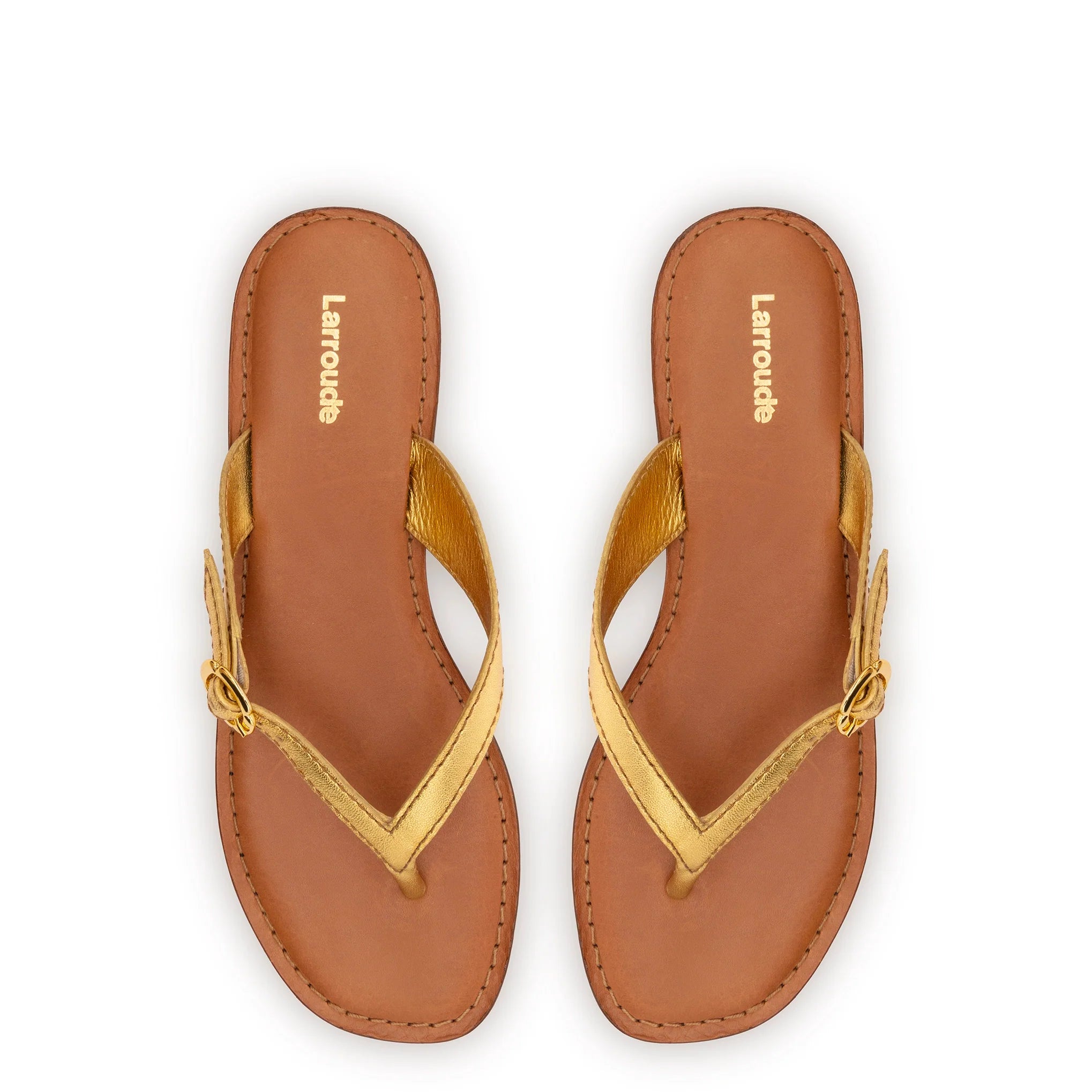 Mary Kate Flat Sandal In Gold Metallic Leather