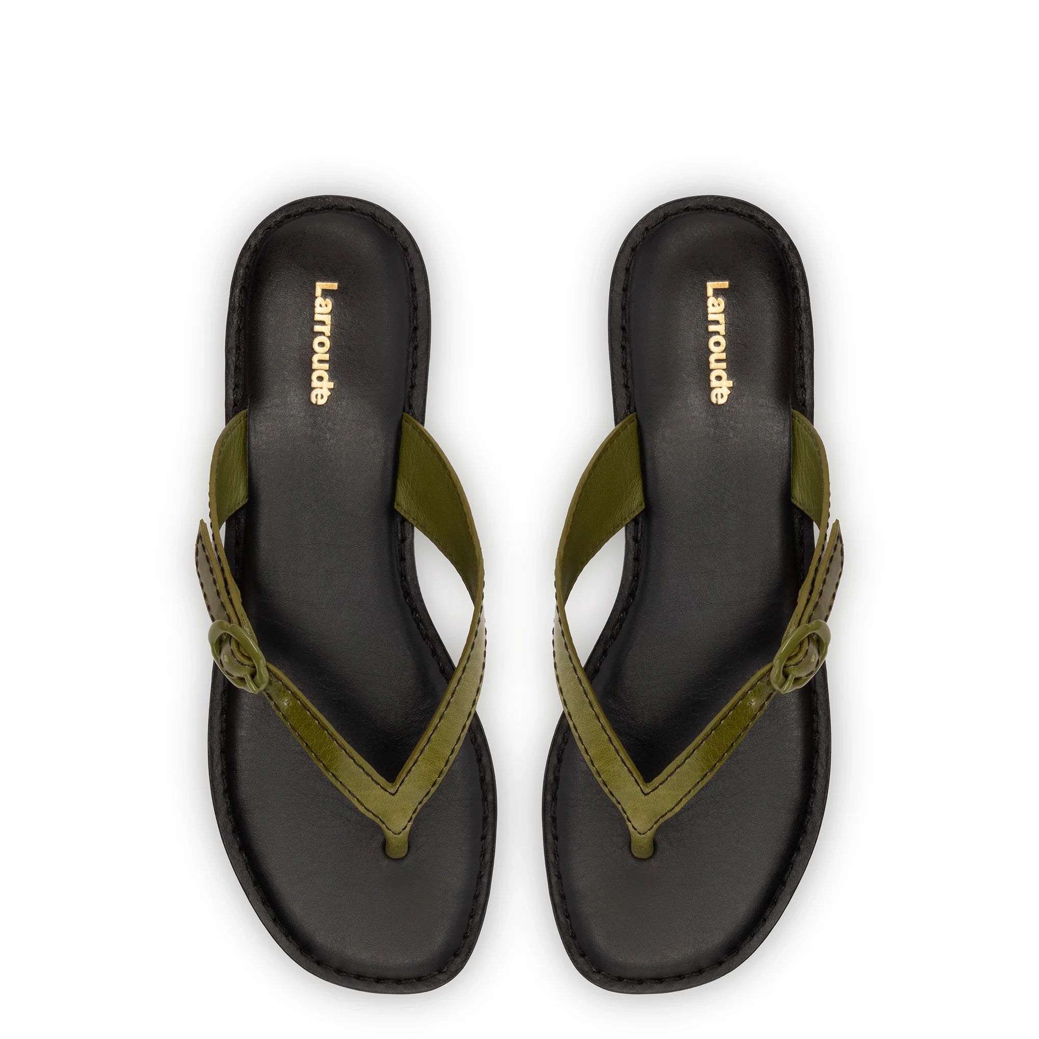 Mary Kate Flat Sandal In Seaweed Leather