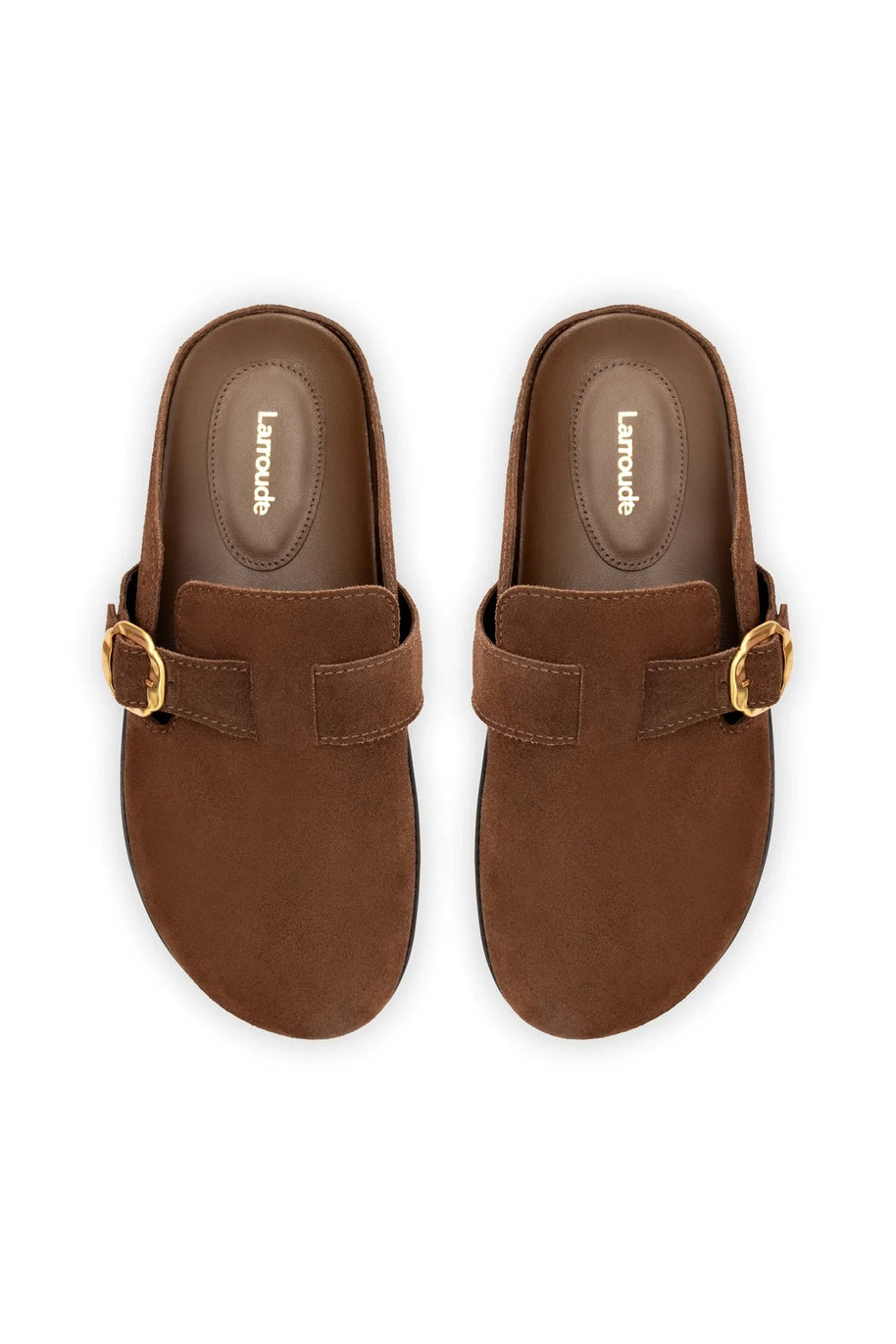 Larroude Milan Clog In Brown Suede
