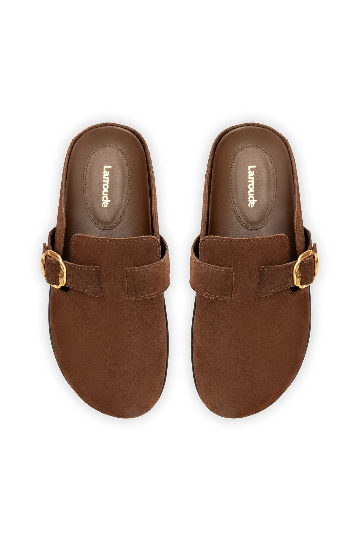 Larroude Milan Clog In Brown Suede
