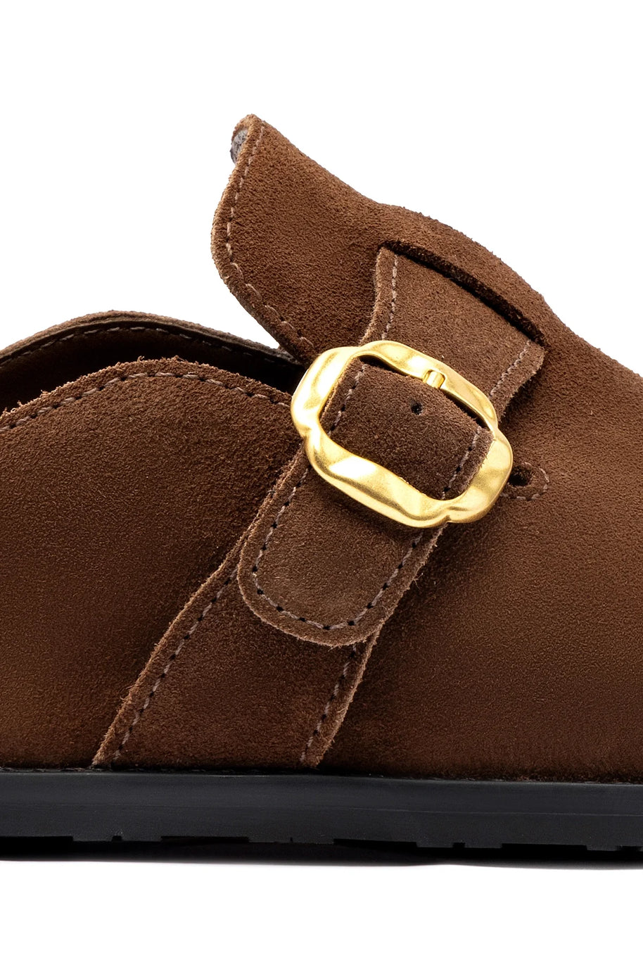 Larroude Milan Clog In Brown Suede